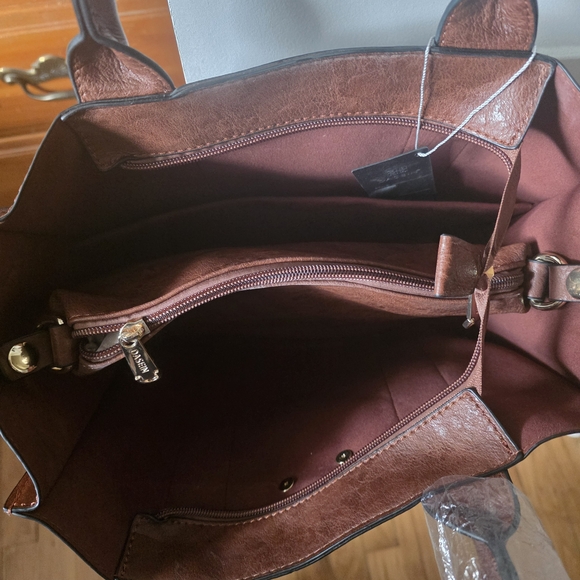 Dasein Elegant Brown Tote with Gold Studs - Picture 6 of 8